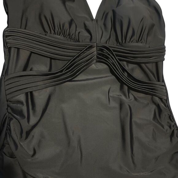 Smismivo Black Size L Tummy Control Ruched Swimwear Halter One Piece Swimsuit Ba - Picture 2 of 10